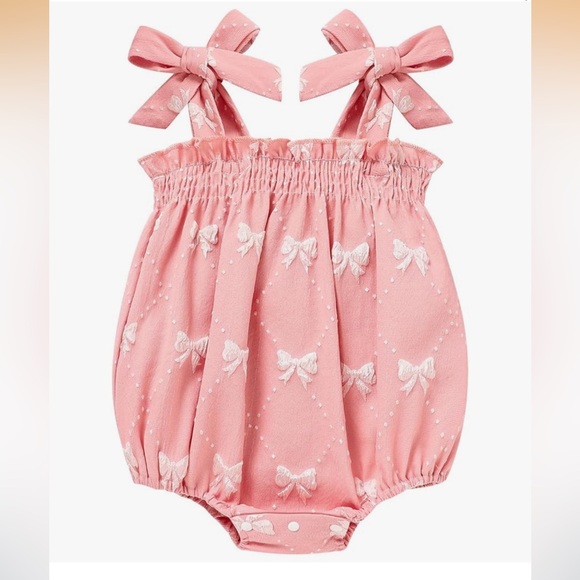 Pink Baby Romper with Bow Details - Picture 1 of 1